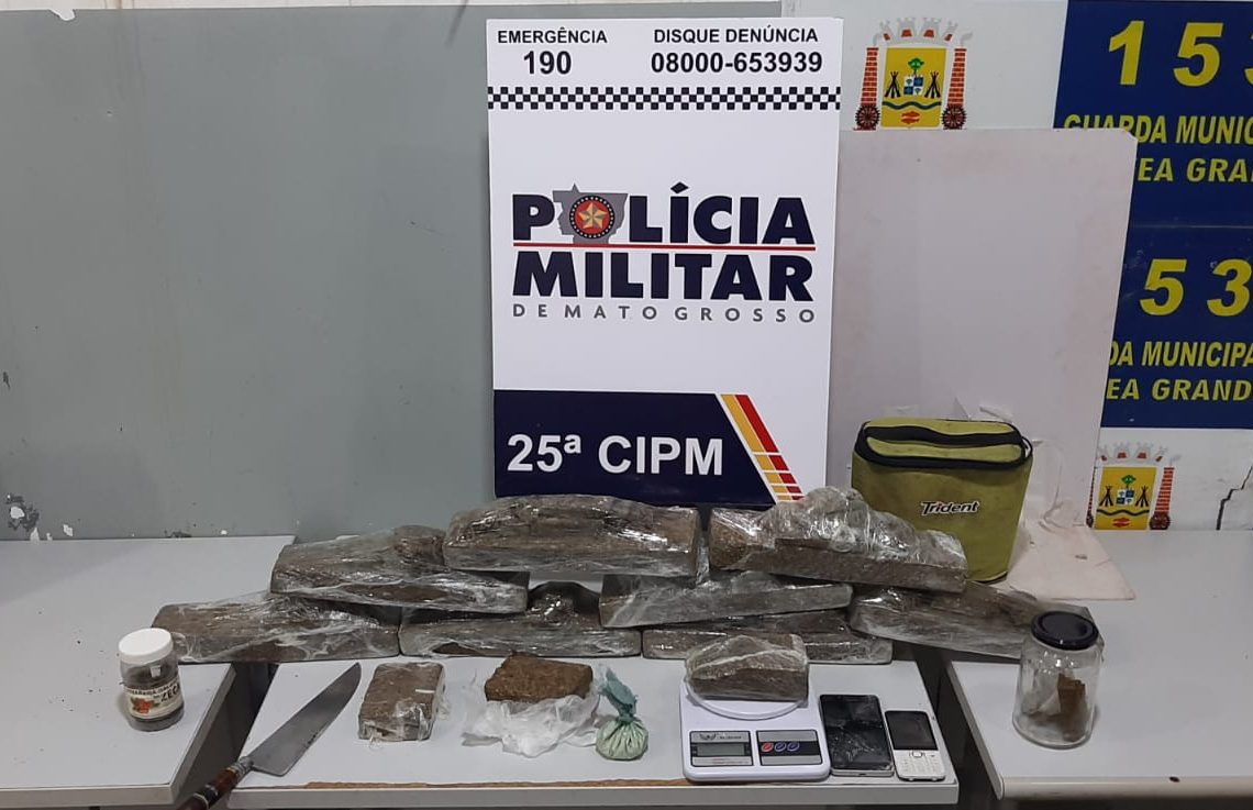 MATO GROSSO: Homem é preso em flagrante pela PM com oito tabletes de maconha